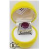 Image 3 : SILVER RUBY CUBIC ZIRCONIA MEN'S RING