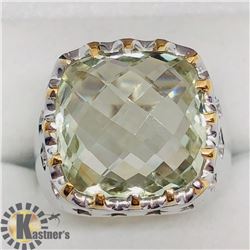 BRASS GREEN AMETHYST MEN'S RING