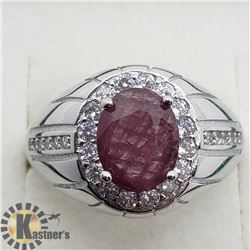 SILVER RUBY CUBIC ZIRCONIA RING