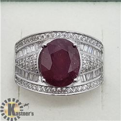 SILVER RUBY CUBIC ZIRCONIA RING