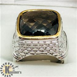 BRASS SMOKEY TOPAZ MEN'S RING