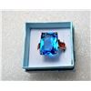 Image 1 : 8)  ROSE GOLD TONE EMERALD CUT BLUE