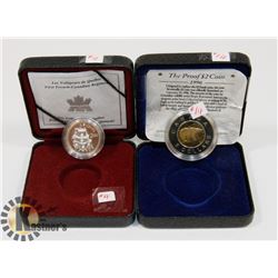 LOT OF 2 CANADA COINS 1996 $2 PROOF COIN, 2000