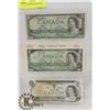 Image 1 : LOT OF 3 CANADA $1 BILLS 1954, 1967 1973