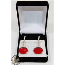 PINK TOURMALINE GEMSTONE EARRINGS.