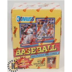 BOX OF 1991 SERIES I DONRUSS MLB CARDS.