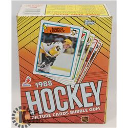 BOX OF 1988 TOPPS HOCKEY CARDS.
