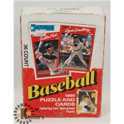 BOX OF 1990 DONRUSS MLB CARDS SEALED PACKS.