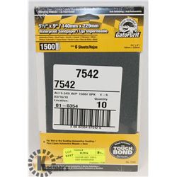 10 PACKS GATOR GRIT 1500 G WATERPROOF SANDPAPER
