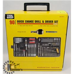 NEW 90PC QUICK CHANGE DRILL & DRIVER SET