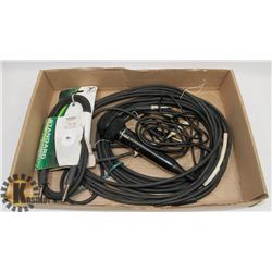 LOT OF NEW & USED INSTRUMENT CORDS & A MICROPHONE