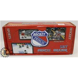 DISPLAY OF HOCKEY PENCILS WITH ERASERS