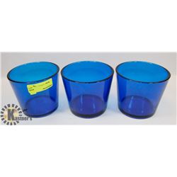 LOT OF THREE BLUE BOWLS