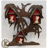 VINTAGE 3 LITTLE PIGS DISPLAY ON HANGING TREE