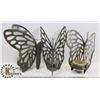 Image 1 : SET OF 3 METAL SOLAR BUTTERFLYS, UNTESTED