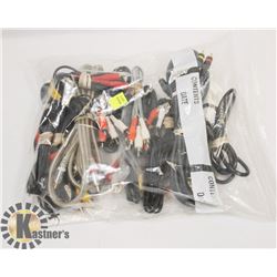 BAG WITH ASSORTED VIDEO CABLES AND MORE