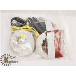 BAG WITH ETHERNET CABLES, PHONE CABLES (SOME NEW)