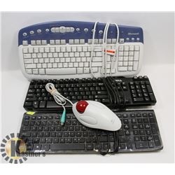 LOT OF THREE KEYBOARDS AND ONE ERGONOMIC MOUSE