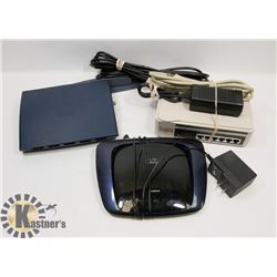 BUNDLE OF ELECTRONICS INCLUDING TWO ROUTERS AND