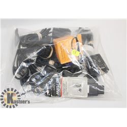 BAG WITH ASSORTED CABLES AND POWER SUPPLIES