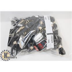 BAG OF POWER SUPPLIES, PC CABLES, EXTENSION CORD,