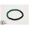 Image 1 : #40-NATURAL MALACHITE & BLACK AGATE BEAD BRACELET