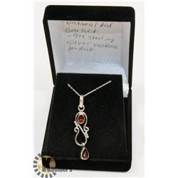 #43-NATURAL RED GARNET PENDANT NECKLACE