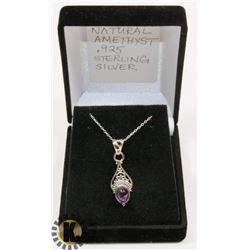 #48-NATURAL AMETHYST PENDANT NECKLACE