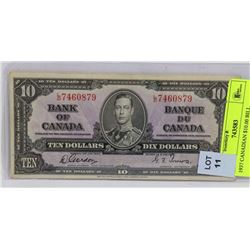 1937 CANADIAN $10.00 BILL.