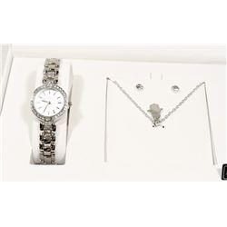 NEW' L & COMP' TIME PIECE SET - WATCH, NECKLACE &