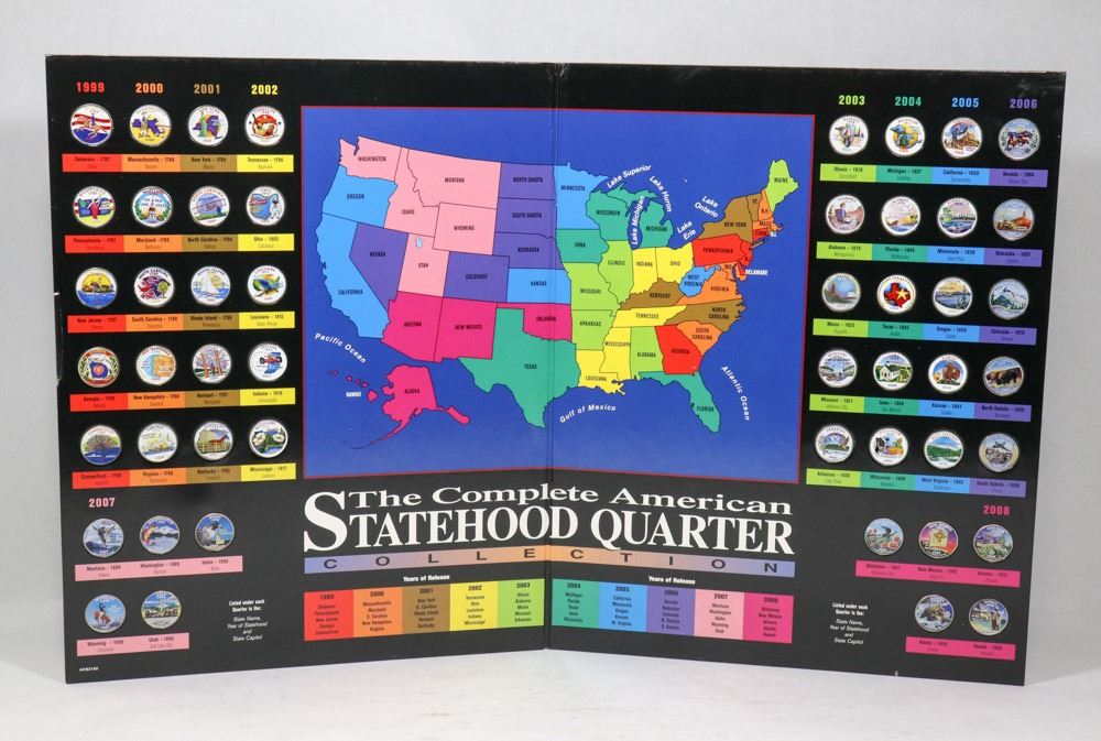 COMPLETE USA STATEHOOD QUARTER COLORED QUARTER