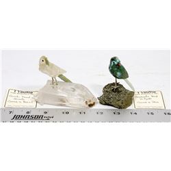 CHRYSOCOLLA BIRD ON PYRITE BASE CARVED IN PERU