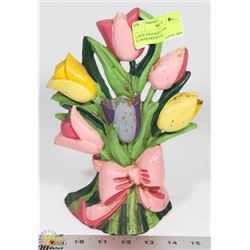 LARGE VINTAGE CAST IRON FLOWER DOOR STOP.