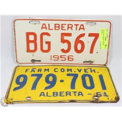 1956 & 1961 ALBERTA LICENSE PLATES.