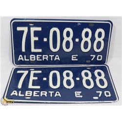 PAIR OF NEW 1970 OLD STOCK ALBERTA LICENSE PLATES.