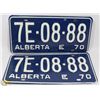 Image 1 : PAIR OF NEW 1970 OLD STOCK ALBERTA LICENSE PLATES.