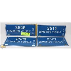 LOT OF 4 EDMONTON NEW VEHICLE PLATES FROM 1970