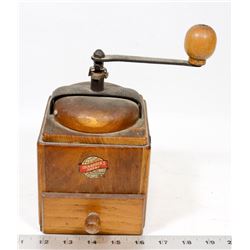 ANTIQUE WOOD COFFEE MILL.