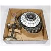 Image 1 : VINTAGE LEADED GLASS CEILING LIGHT FIXTURE
