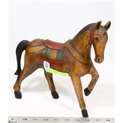 CARVED WOODEN HORSE DECOR.