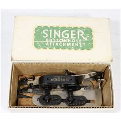 VINTAGE SINGER BUTTON HOLE ATTACHMENT IN BOX.