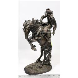 POLYCAST STATUE OF BRONC RIDER.