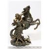 Image 1 : POLYCAST STATUE OF HORSE WITH MAN & WOMAN.