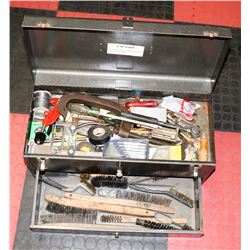 GREY METAL POWR-KRAFT 3 COMPARTMENT TOOL BOX