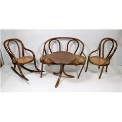 SET OF 1920S RATTAN LARGE DOLL FURNITURE,.