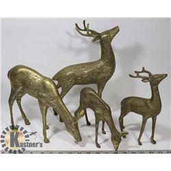 SET OF FOUR BRASS DECORATIVE DEER.