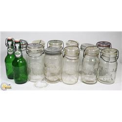 BOX OF ANTIQUE JARS.