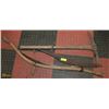 Image 1 : LOT OF ANTIQUE TOOLS INCL PICK AXE, SCYTHE AND ICE