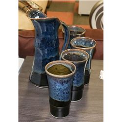 5 PC POTTERY DRINK SERVING SET
