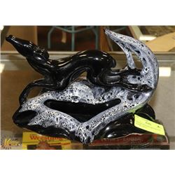 BLUE MOUTAIN POTTERY GREYHOUND FIGURE, 10 X 9,